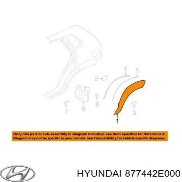 Накладка крыла заднего правого Hyundai/Kia 877442E000 цена, от 22.81 USD