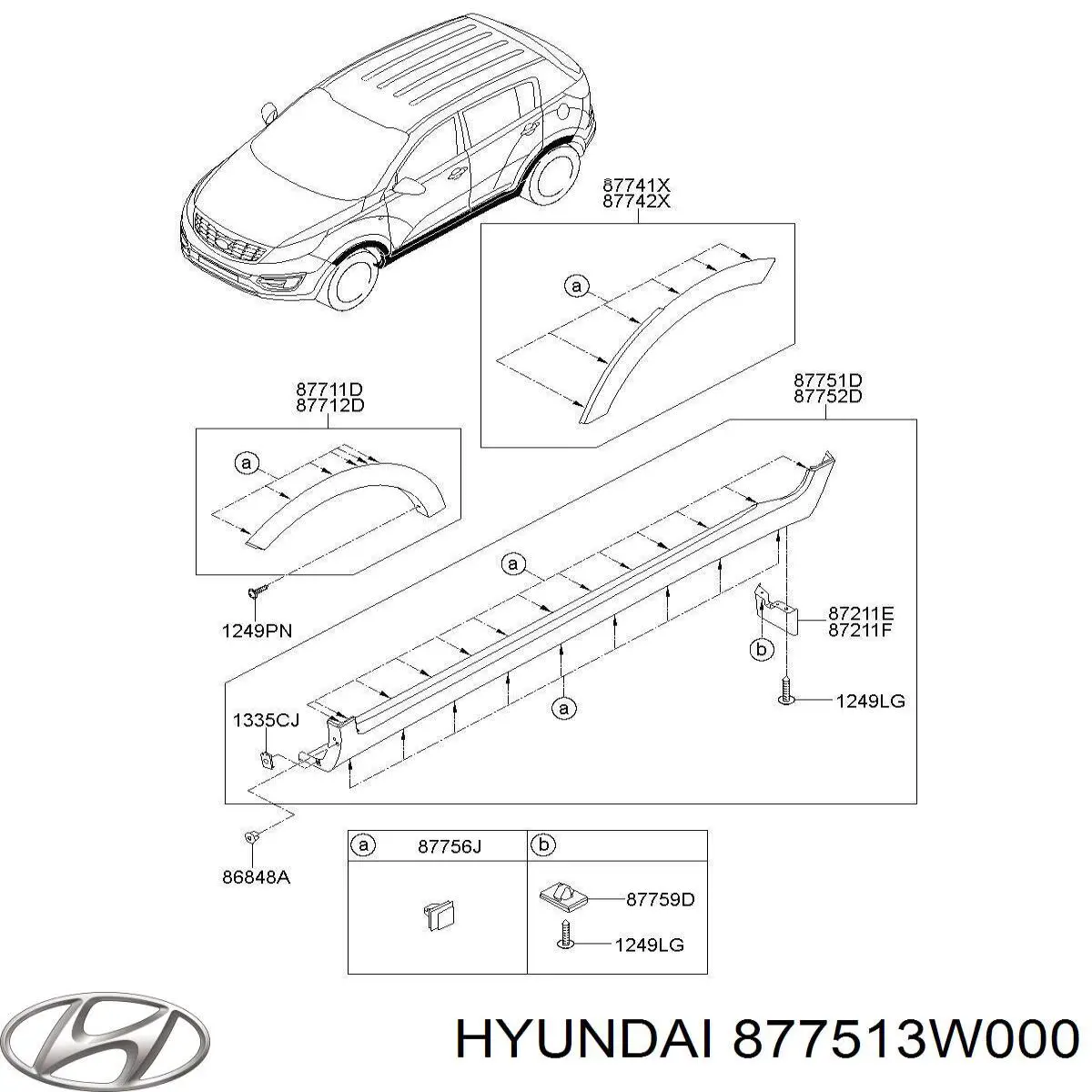 877513W000 Hyundai/Kia накладка (молдинг порога наружная левая)