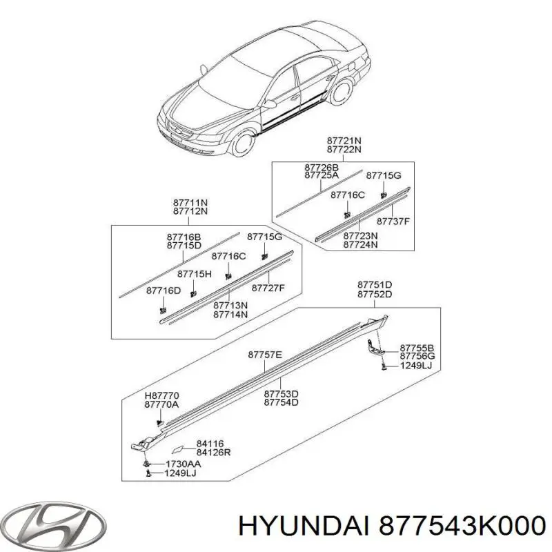 877543K000 Hyundai/Kia Накладка наружняя (молдинг) порога, правый