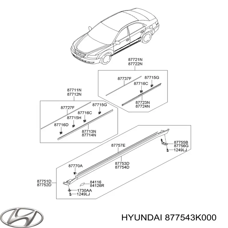 Накладка (молдинг) порога наружная правая Hyundai/Kia 877543K000 цена, от 19.00 USD