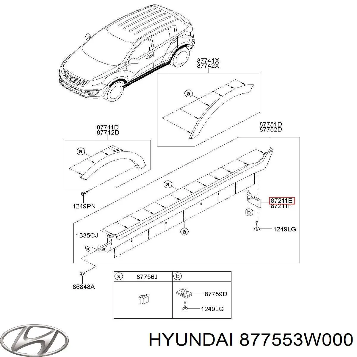 877553W000 Hyundai/Kia escudo protetor contra o barro dianteiro esquerdo do pára-lama traseiro
