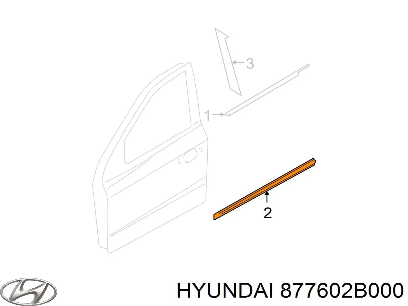 Молдинг двери передней правой Hyundai/Kia 877602B000 цена, от 5.08 USD