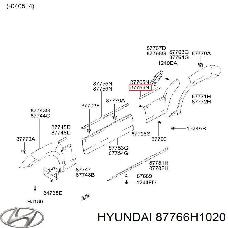  Молдинг двери задней правой верхний Hyundai Terracan 