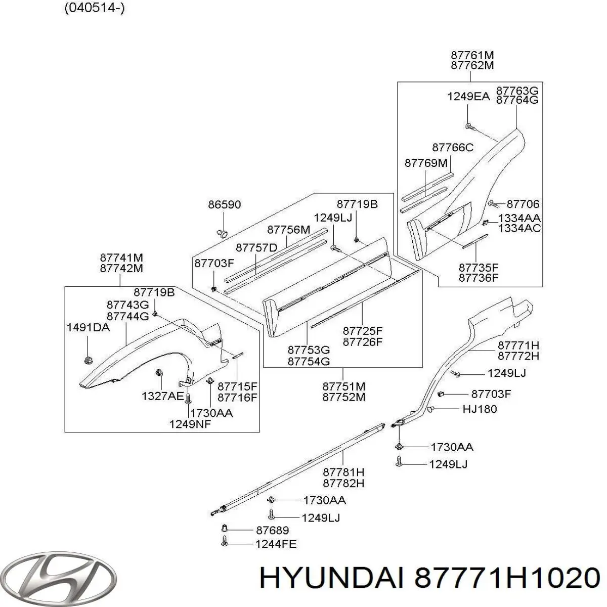 Expansor esquerdo (placa sobreposta) de arco do pára-lama traseiro para Hyundai Terracan (HP)