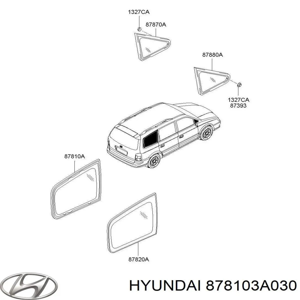 Стекло кузова (багажного отсека) левое 878103A030 Hyundai/Kia