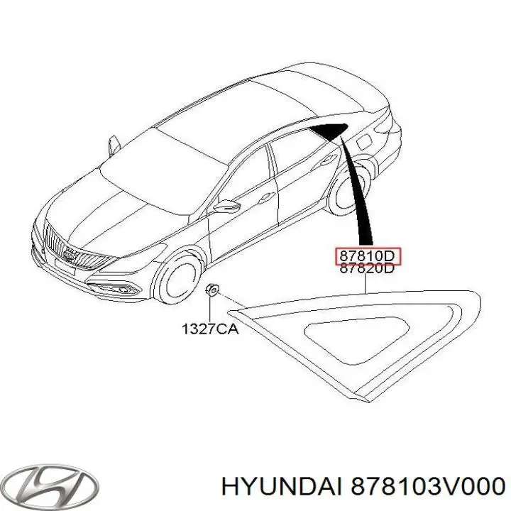 Стекло-форточка двери задней левой на Hyundai Azera HG