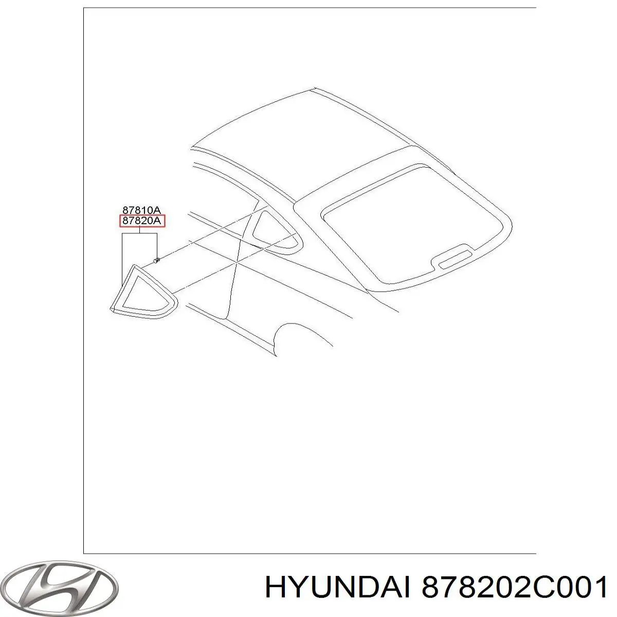 878202C001 Hyundai/Kia стекло кузова (багажного отсека правое)