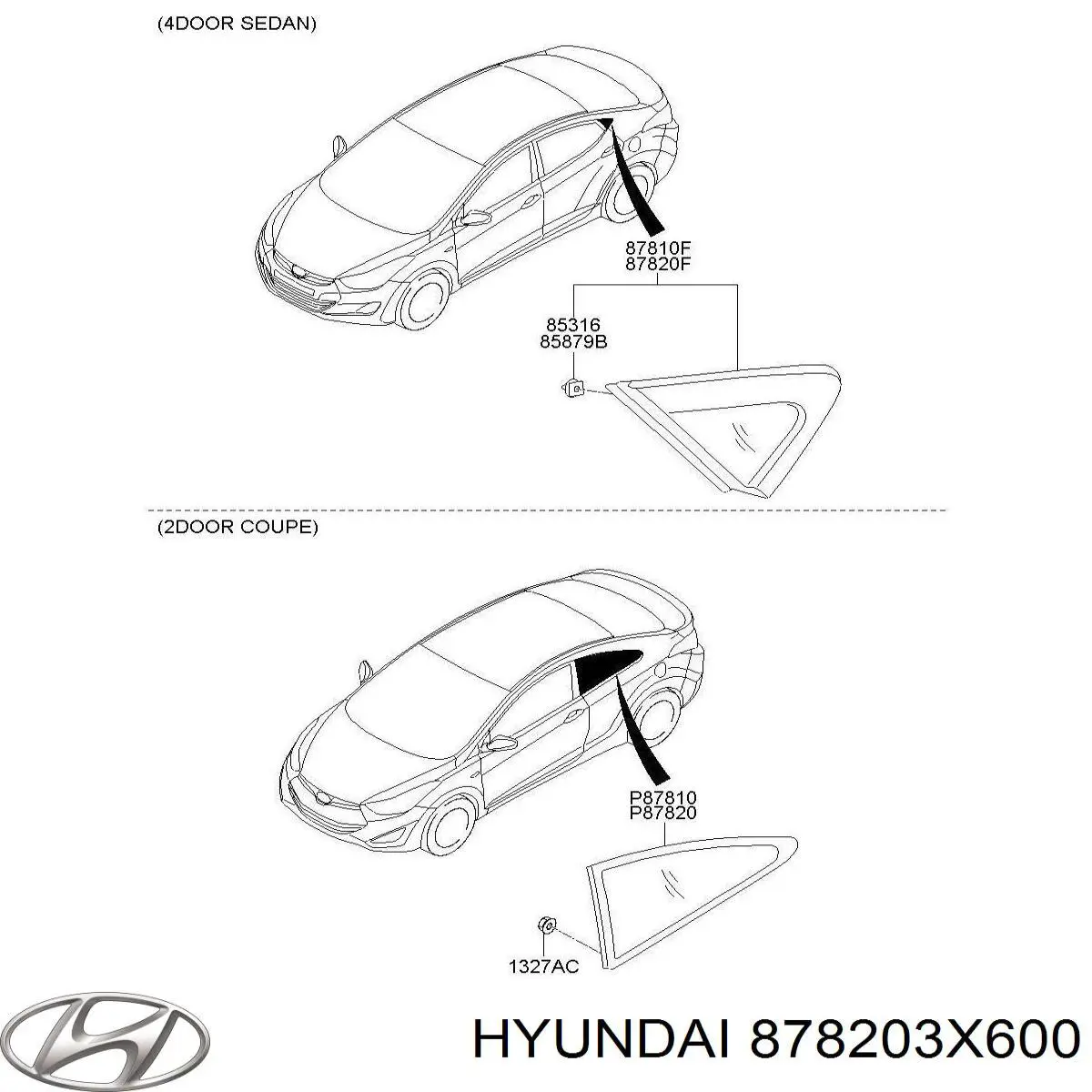 878203X600 Hyundai/Kia Накладка стойки кузова внешняя задняя правая