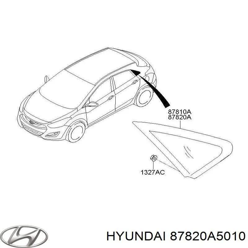 Стекло-форточка двери задней правой 87820A5010 Hyundai/Kia