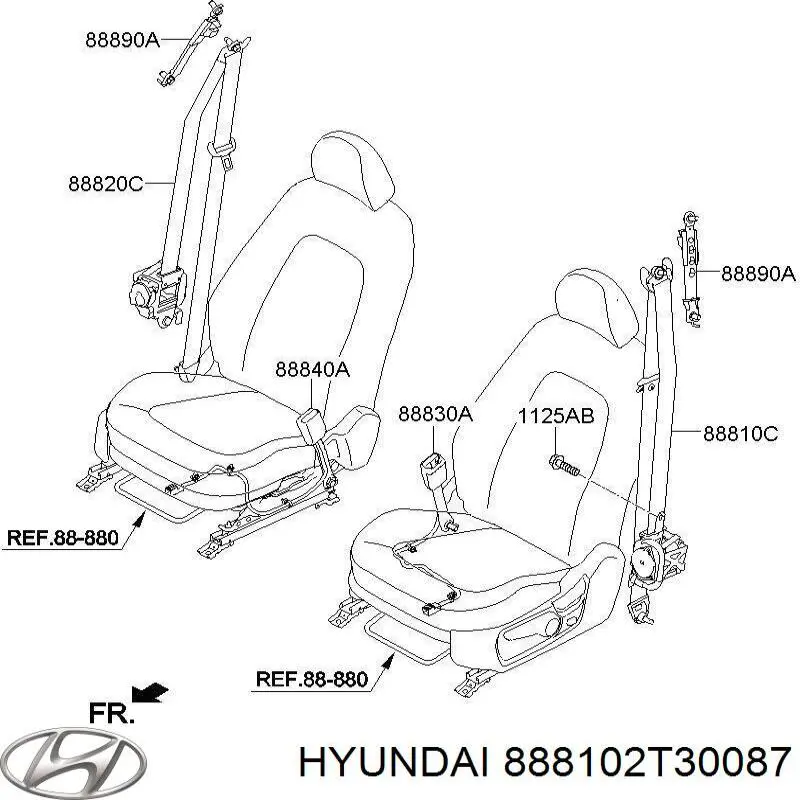 888102T30087 Hyundai/Kia Ремень безопасности передний левый