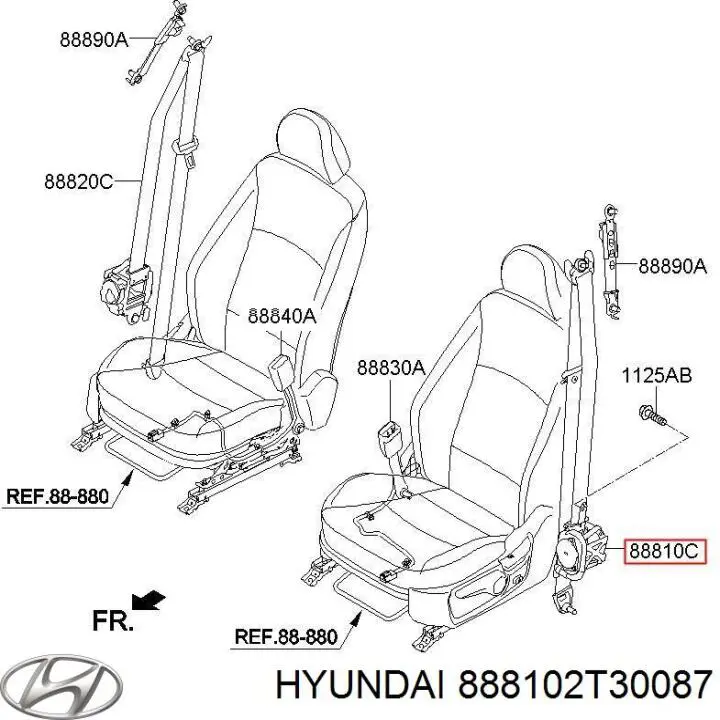 Ремень безопасности передний левый Hyundai/Kia 888102T30087 цена, от 33.90 USD