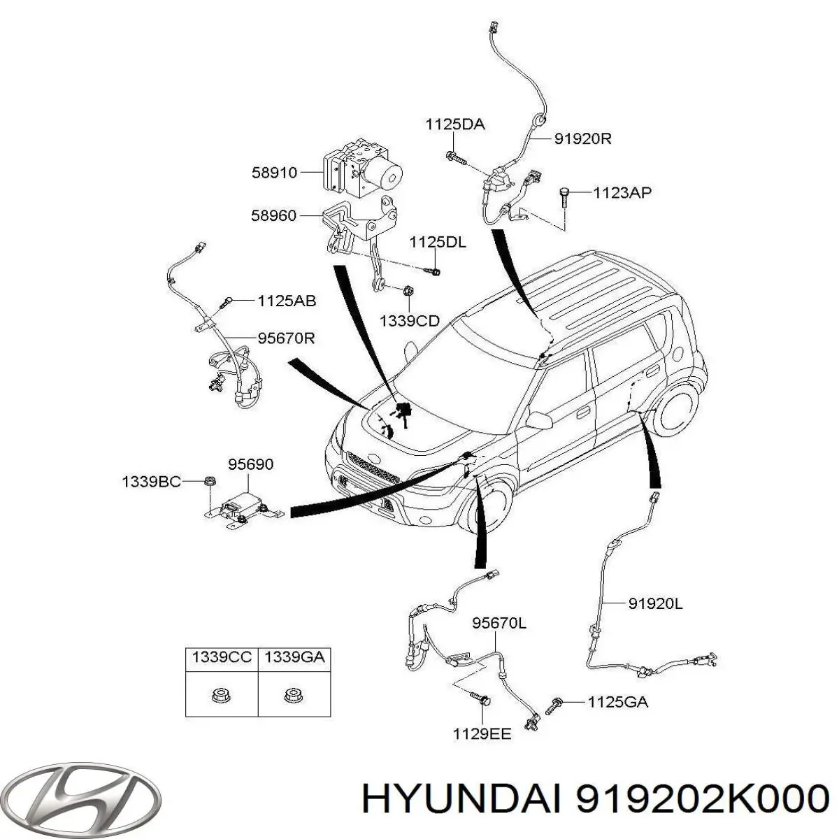 Датчик АБС (ABS) задний, левый Hyundai/Kia 919202K000 цена, от 19.00 USD