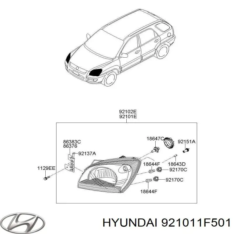 921011F501 Hyundai/Kia фара пер.лев.эл.06-010 mobis