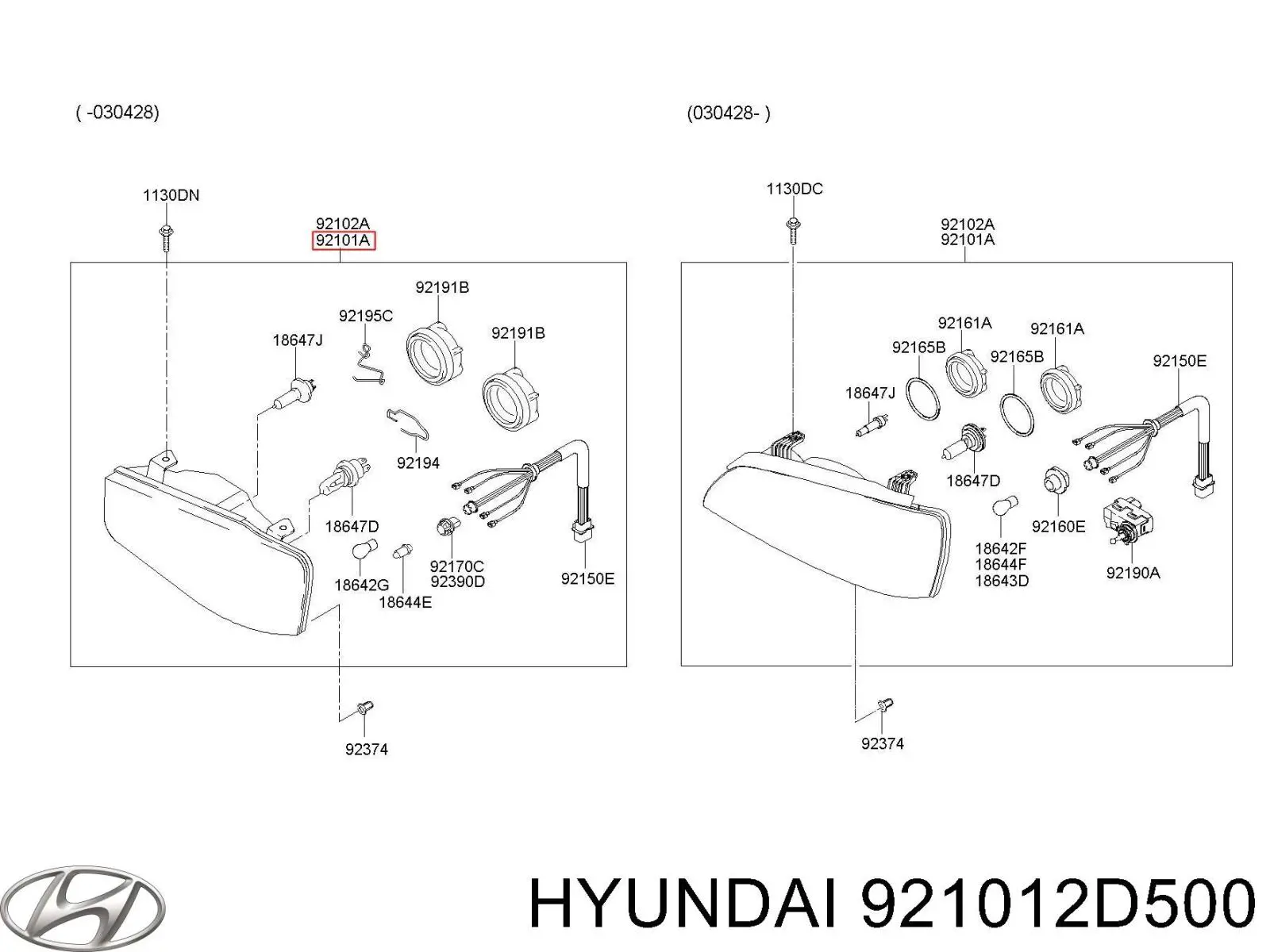 921012D500 Hyundai/Kia Фара