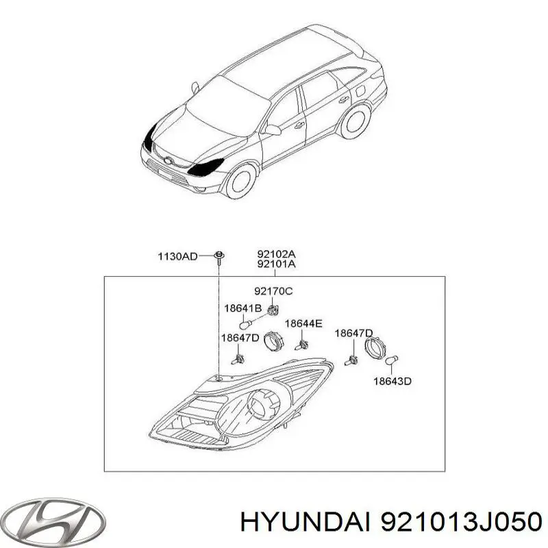 Фара левая 921013J050 Hyundai/Kia