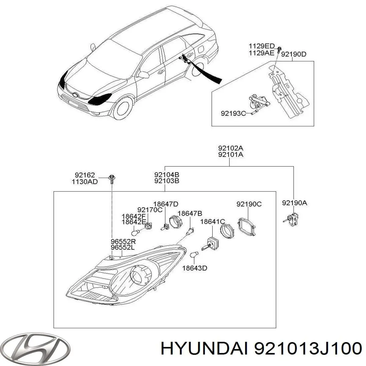 921013J100 Hyundai/Kia Фара