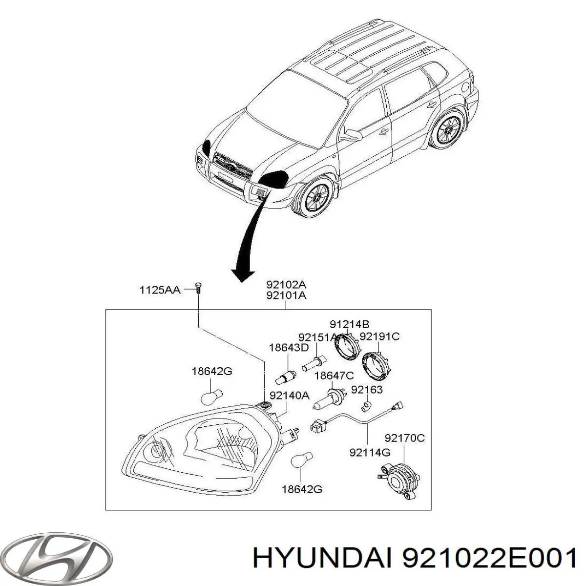 Фара правая 921022E001 Hyundai/Kia