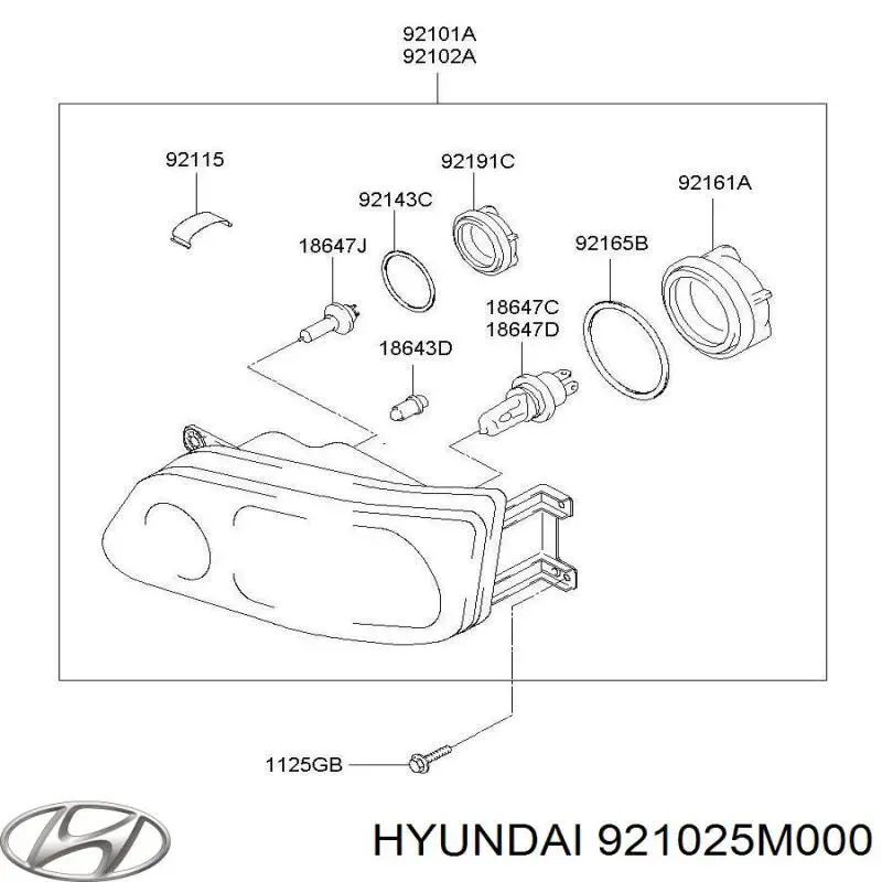 921025M000 Hyundai/Kia Фара передняя правая
