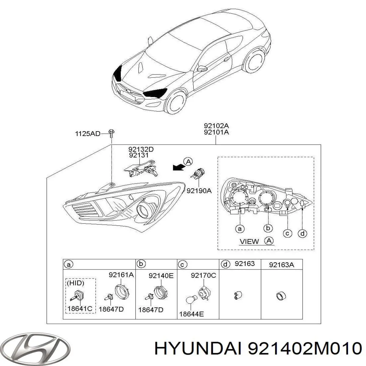 Заглушка фары Hyundai/Kia 921402M010