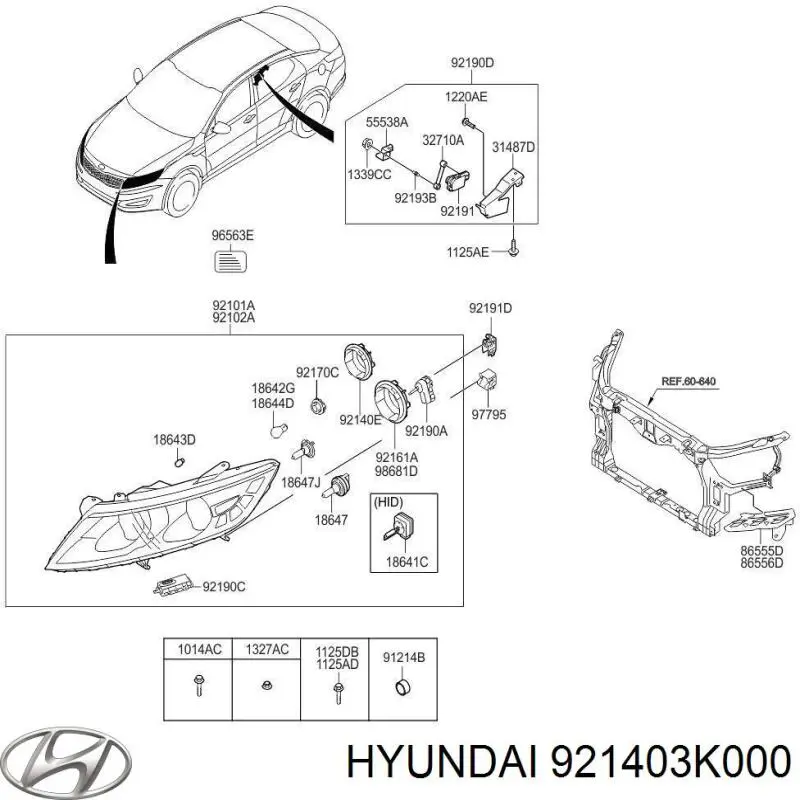 Cubierta Del Faro 921403K000 Hyundai/Kia