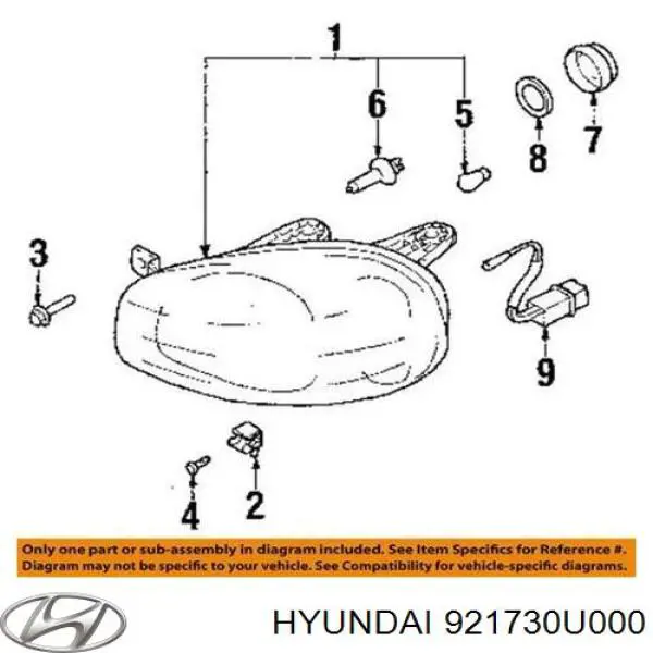 Кліпса кріплення фари 921730U000 Hyundai/Kia