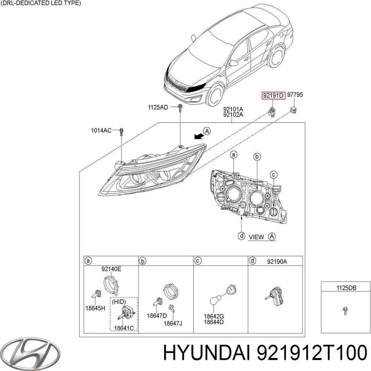 Купить 921912T100 Hyundai/Kia Клипса крепления фары