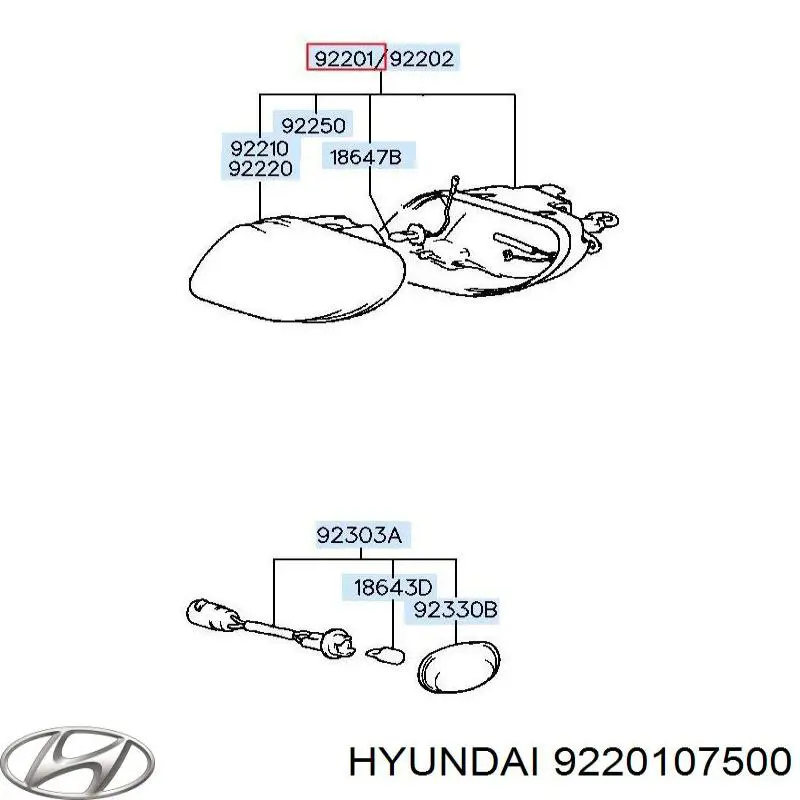 Фара противотуманная, левая Hyundai/Kia 9220107500 цена, от 29.46 USD
