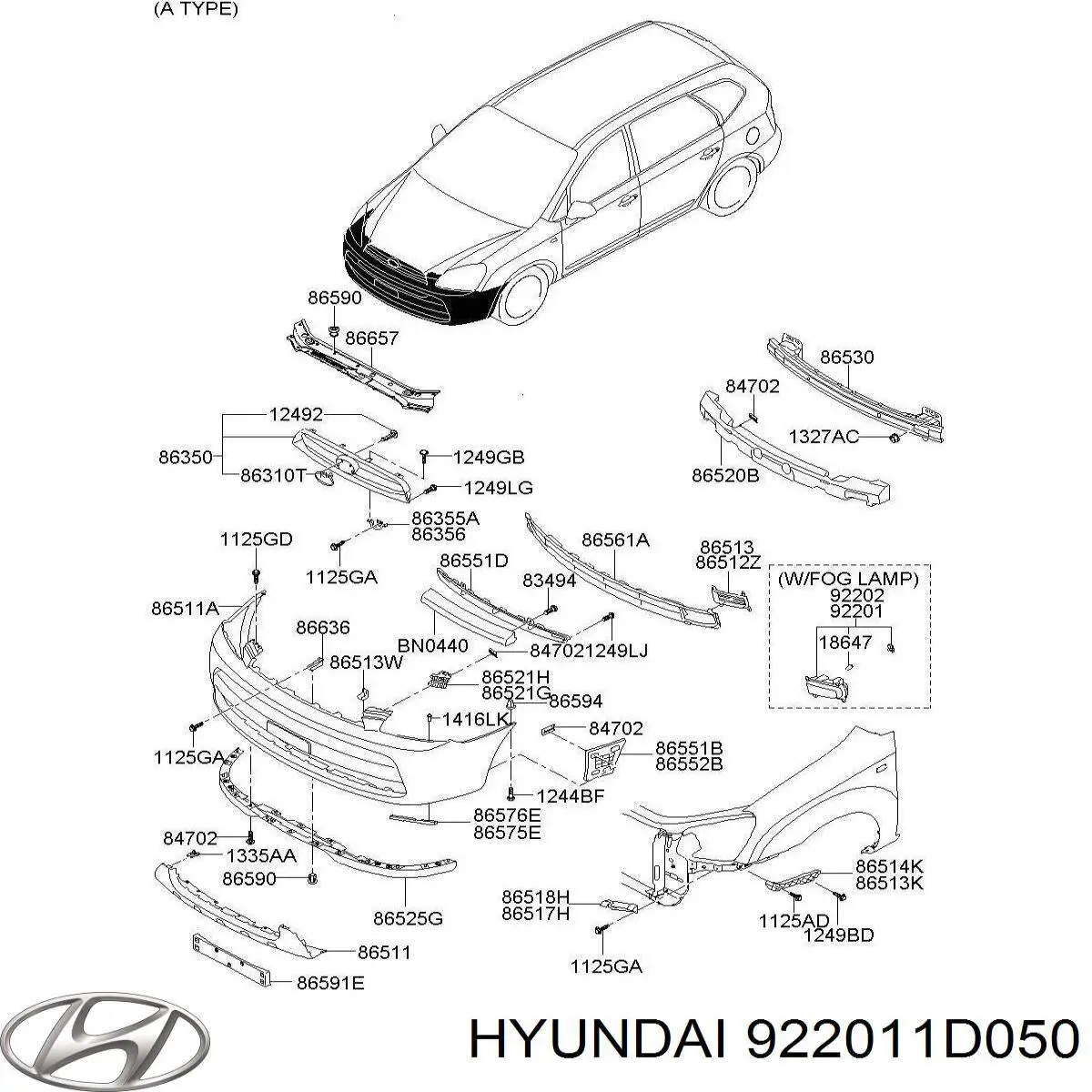Купить 922011D0 Hyundai/Kia Противотуманка левая