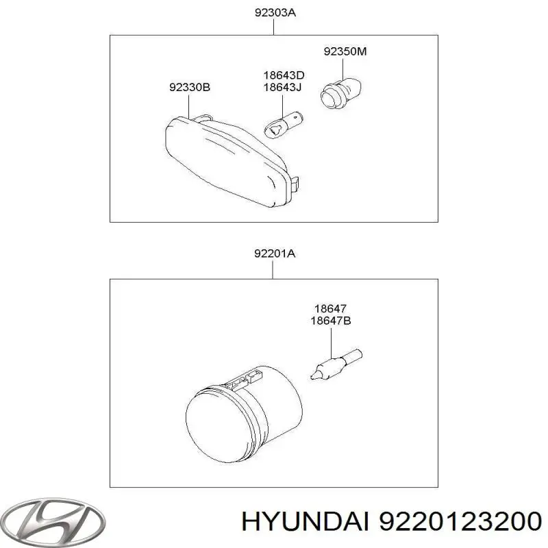 9220123200 Hyundai/Kia фара противотуманная левая