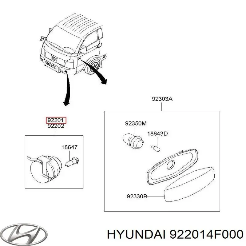 922014F000 Hyundai/Kia Противотуманная фара левая