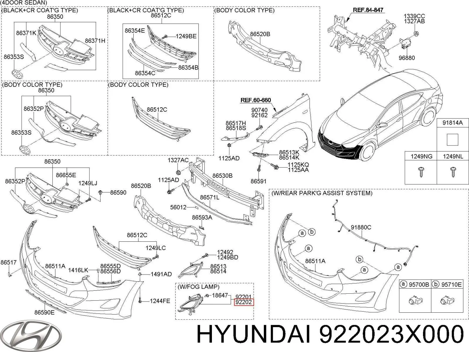 Правая противотуманная фара Hyundai/Kia 922023X000