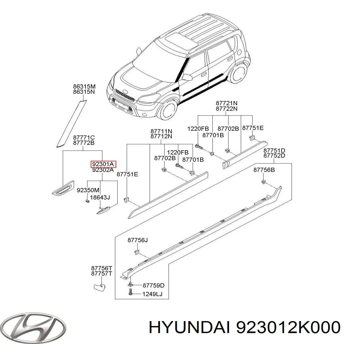 Указатель поворота на крыле Hyundai/Kia 923012K000 цена, от 36.89 USD