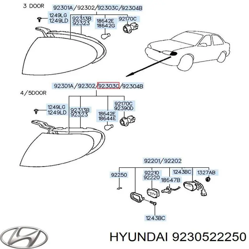 Указатель поворота левый на Hyundai Accent 