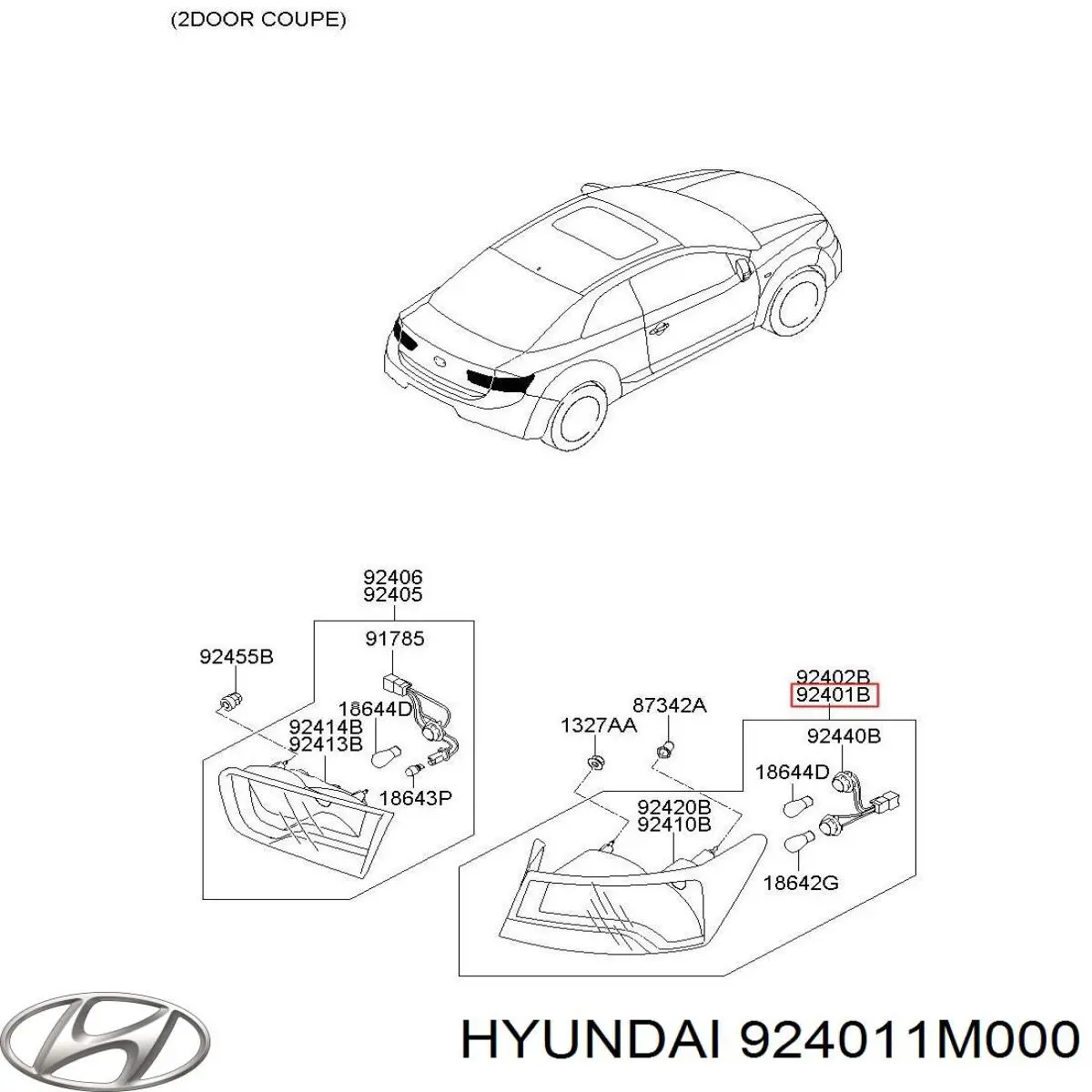 Фонарь задний левый внешний 924011M000 Hyundai/Kia