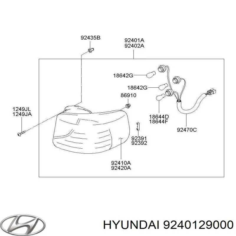 9240129000 Hyundai/Kia фонарь задний левый