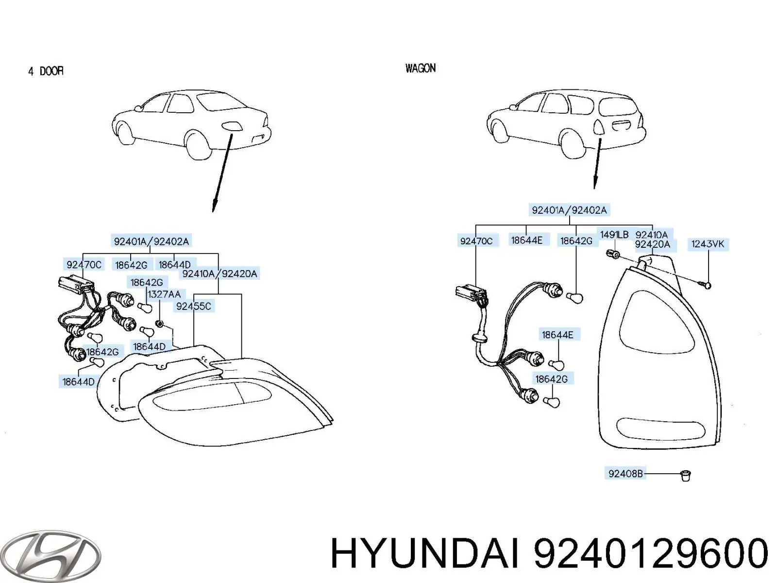 9240129600 Hyundai/Kia фонарь задний левый