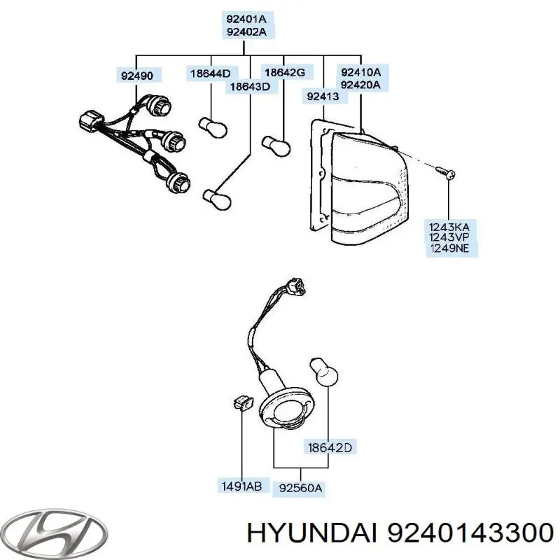 9240143400 Hyundai/Kia lanterna traseira esquerda