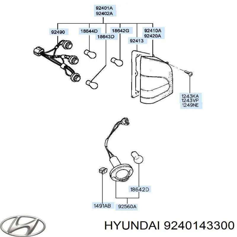 Фонарь задний левый 9240143400 Hyundai/Kia