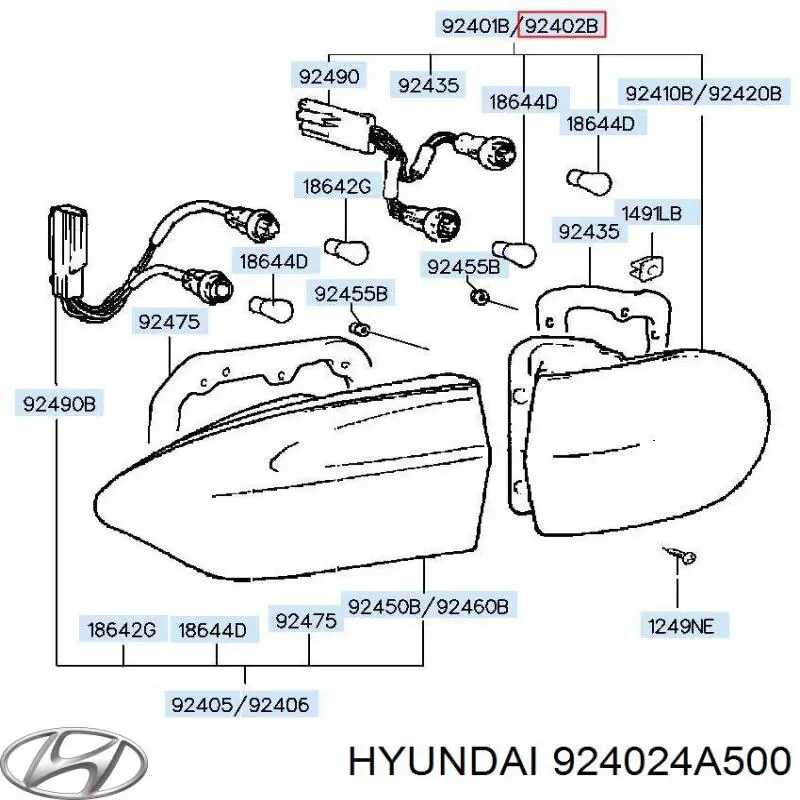 Piloto posterior exterior derecho 924024A500 Hyundai/Kia