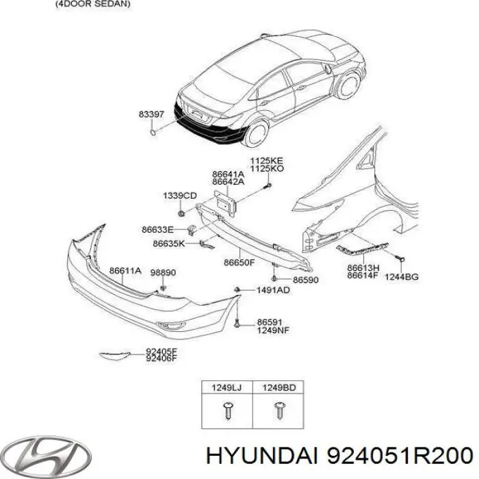 924051R200 Hyundai/Kia retrorrefletor (refletor do pára-choque traseiro esquerdo)