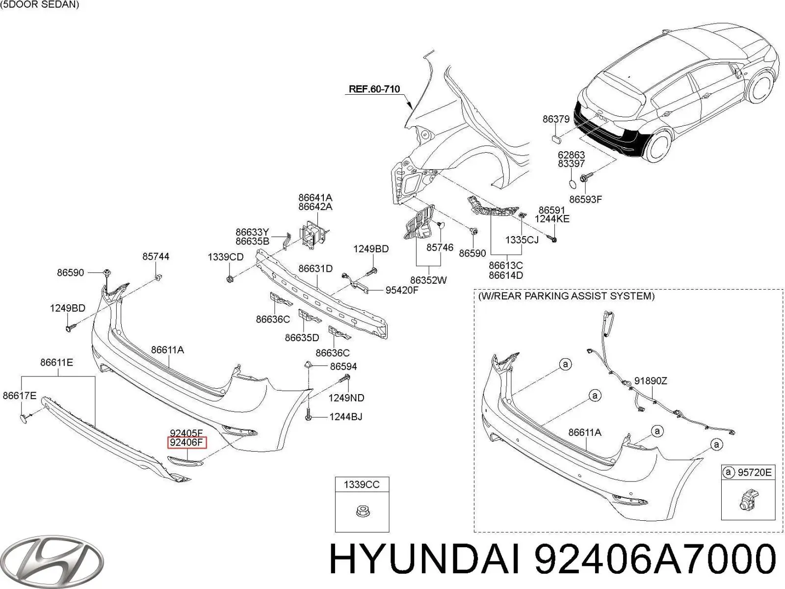 Отражатель бампера заднего правый Hyundai/Kia 92406A7000 цена, от 32.28 USD