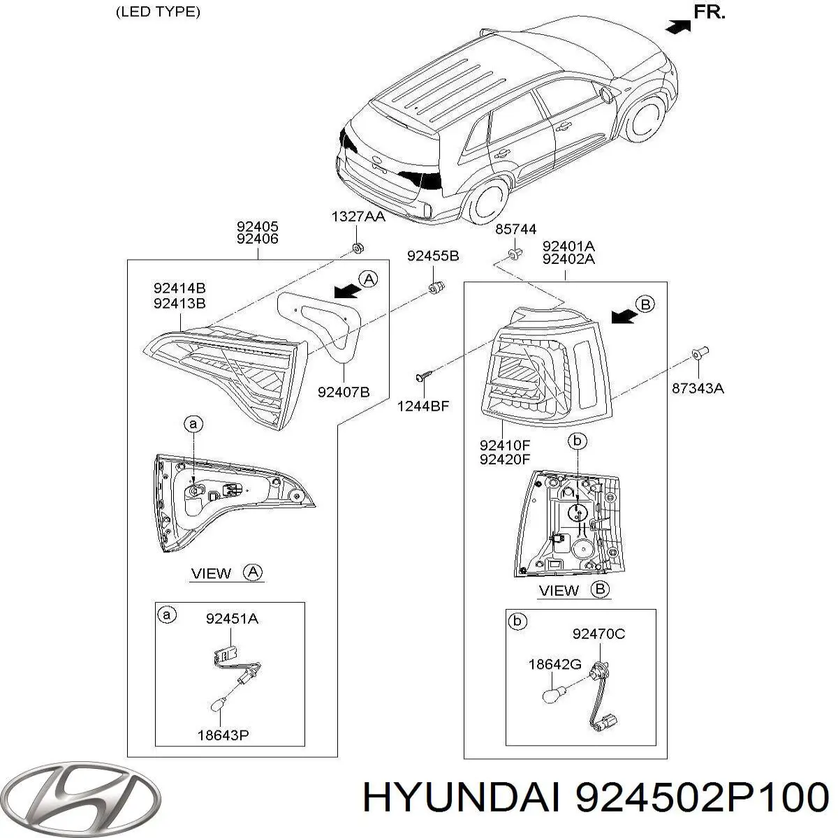 Фонарь задний левый, внутренний Hyundai/Kia 924502P100 цена, от 53.61 USD