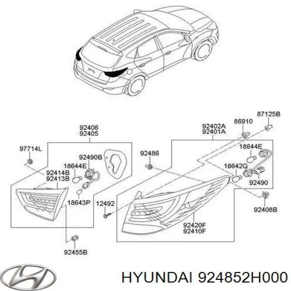 Клипса крепления заднего фонаря на Hyundai I10 II 