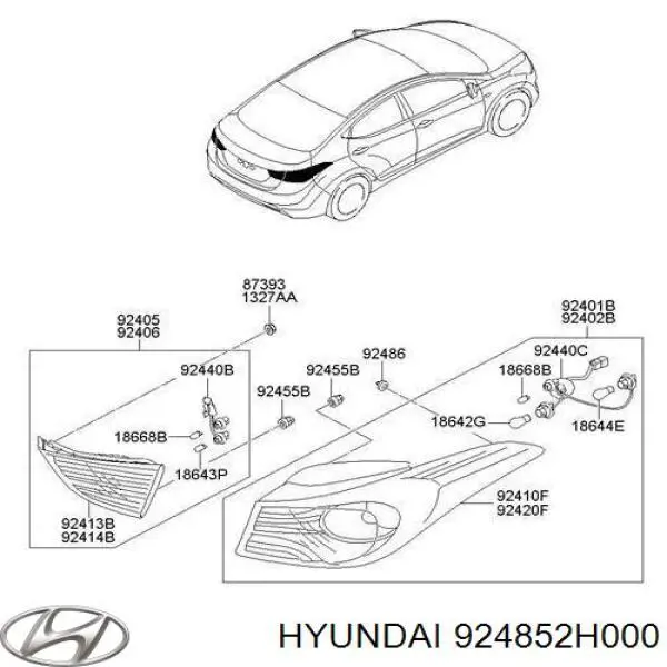 Clip de atadura de una linterna trasera 924852H000 Hyundai/Kia