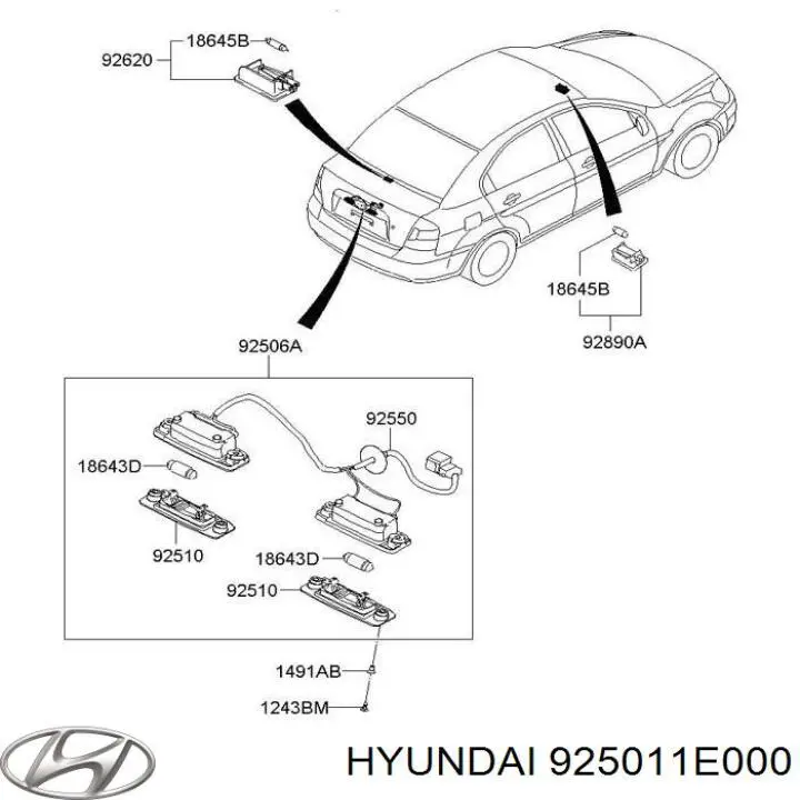 Фонарь подсветки заднего номерного знака на Hyundai Accent MC