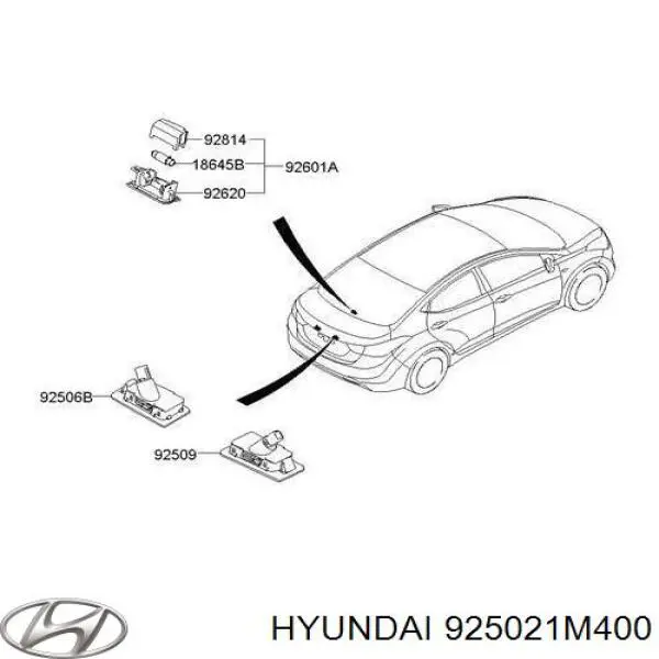 925021M400 Hyundai/Kia lanterna da luz de fundo de matrícula traseira