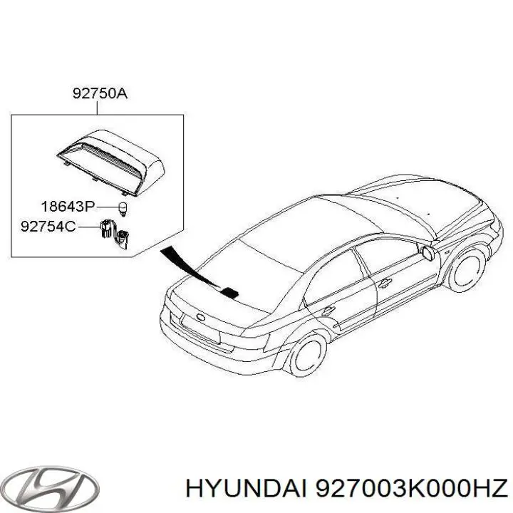 Купить 927003K000HZ Hyundai/Kia Стоп-сигнал заднего стекла