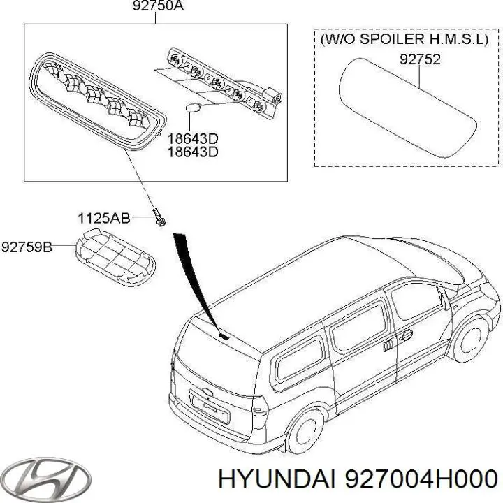 Стоп-сигнал задний дополнительный 927004H000 Hyundai/Kia