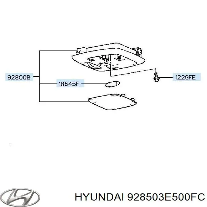 Плафон освещения салона (кабины) задний Hyundai/Kia 928503E500FC