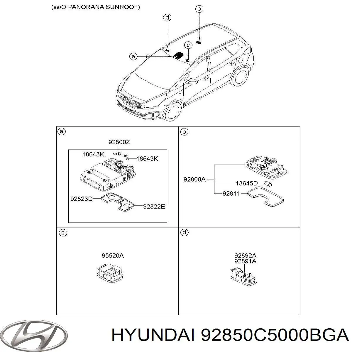 Плафон освещения салона (кабины) задний Hyundai/Kia 92850C5000BGA цена, от 18.06 USD